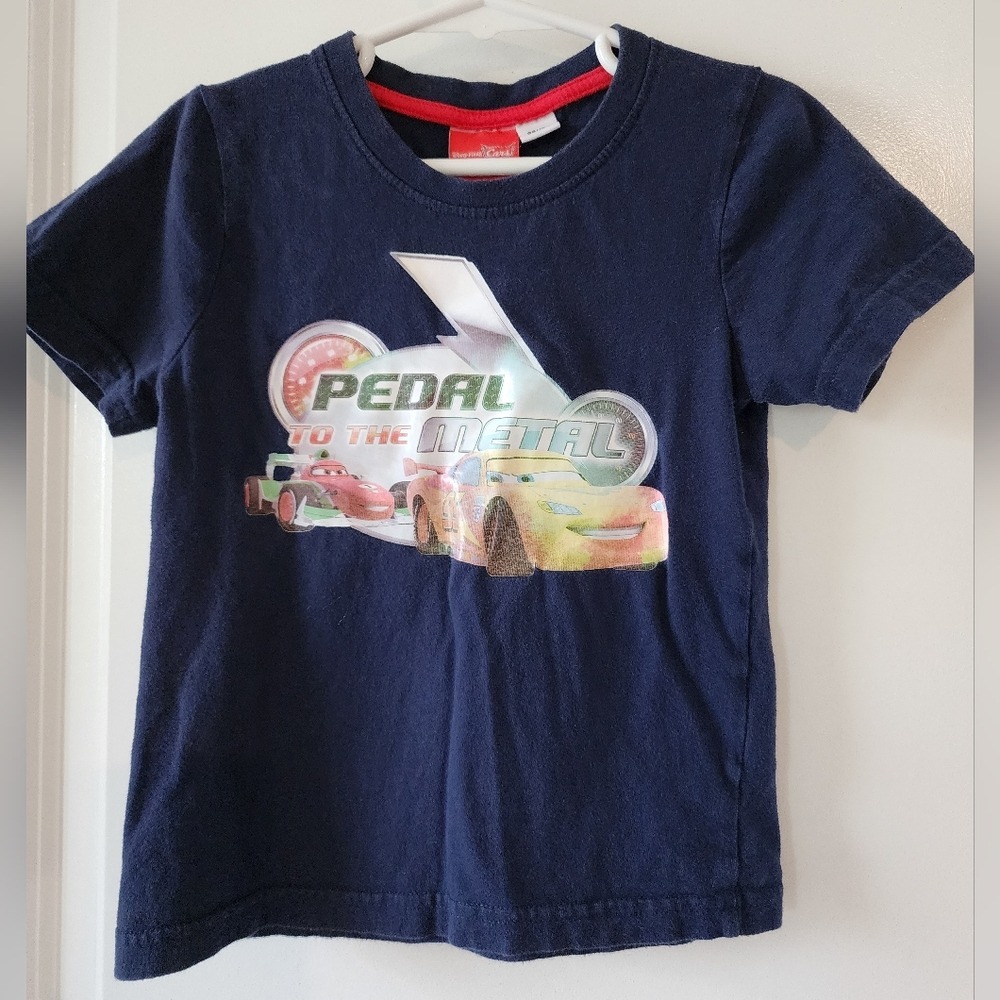 Disney Pixar Cars Lightning McQueen‎ Pedal To The Metal Navy Blue T-Shirt 2-4T